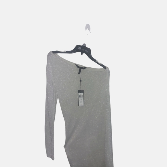 💕 BCBG MAXAZRIA "INYA"  MINI FITTED ONE SHOULDER  DRESS-SILVER SPARKLE NWT- M - Picture 4 of 10